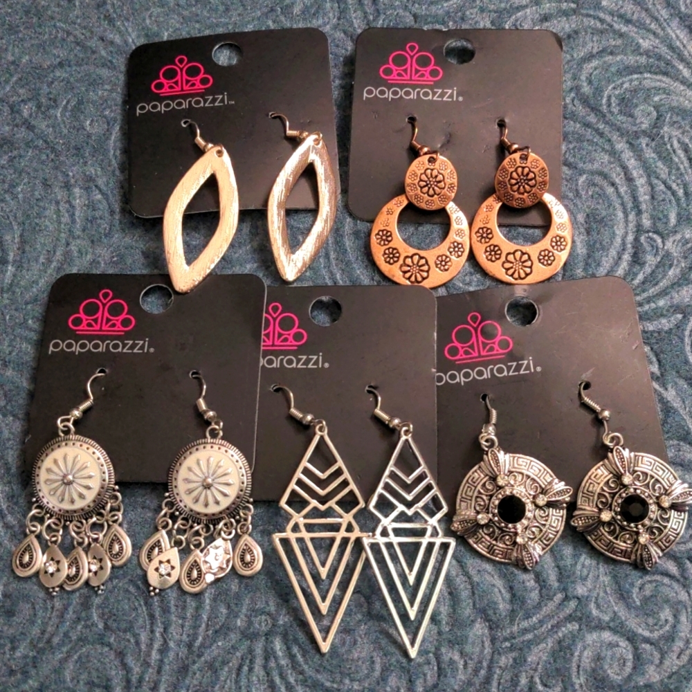 A153 🔥 5 For $35 🔥 Five Pairs of New Paparazzi Pierced Earrings